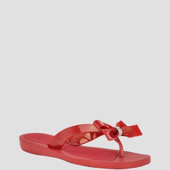 Guess Red Sandals with Bow Accent NWOT - Picture 2 of 10